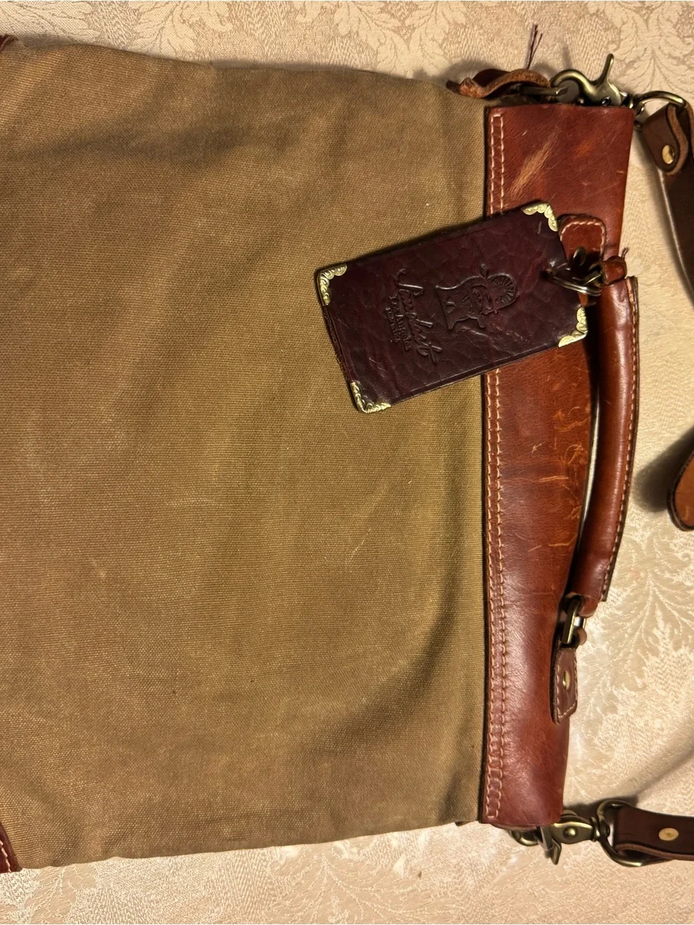 Sandast Canary Canvas & Leather Crossbody Messenger Bag - Unisex